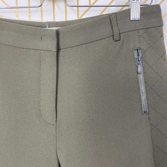 Gerard Darel Olive Green Quilted Zipper Pocket Leggings Pants Size 38 / US 6 - Picture 2 of 10